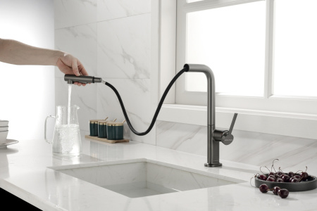 Смеситель для кухни Paulmark NEO Ne214419-GM на мойку серый